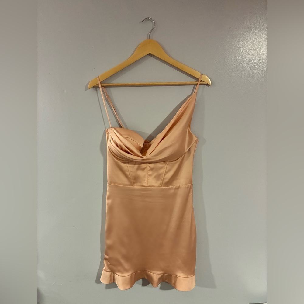 Oh Polly Blush Satin Mini Dress